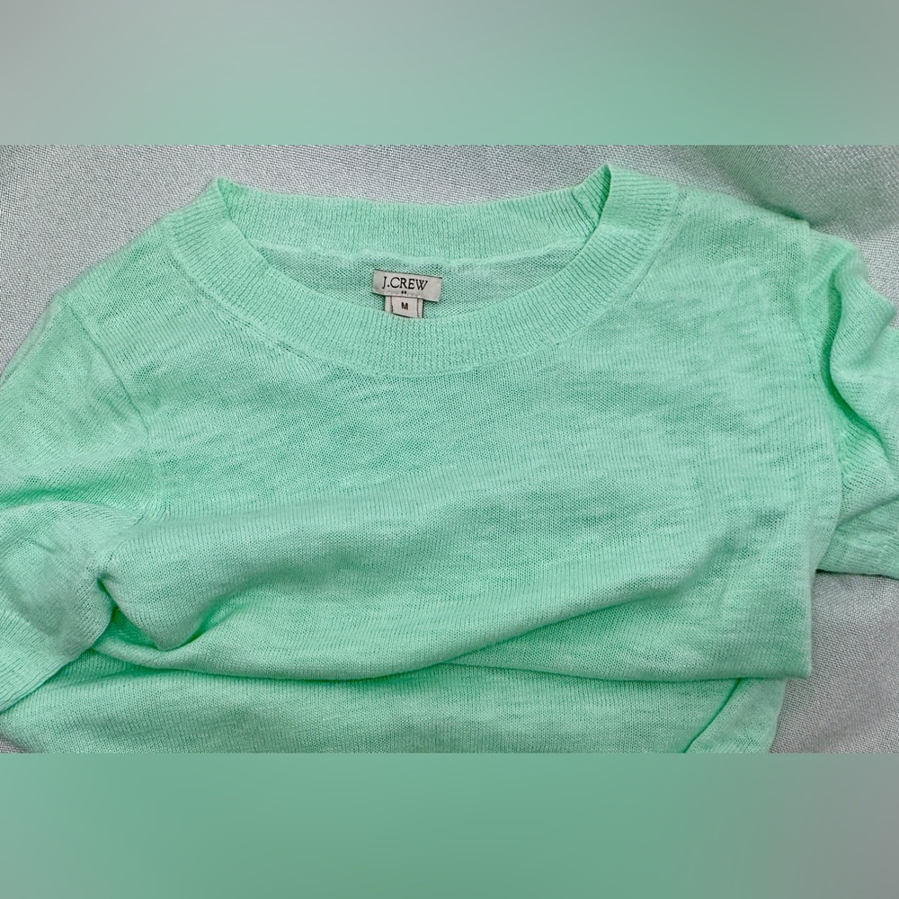 100% Cotton Short Sleeve Knit Top in Mint Green J. Crew Factory Medium - Picture 5 of 8
